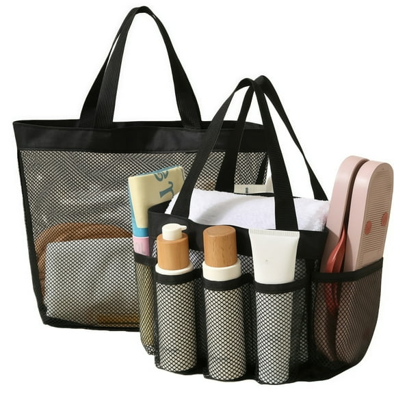 2 Pack Mesh Shower Caddy Set , Quick Dry Hanging Shower Tote Bag for Travel Use