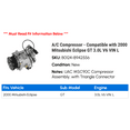 thumbnail image 2 of A/C Compressor - Compatible with 2000 Mitsubishi Eclipse GT 3.0L V6 VIN L, 2 of 2