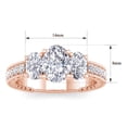 thumbnail image 3 of SuperJeweler 2 1/2 Carat Moissanite Oval Shape Three Stone Ring in 14 Karat Rose Gold for Women, 3 of 6
