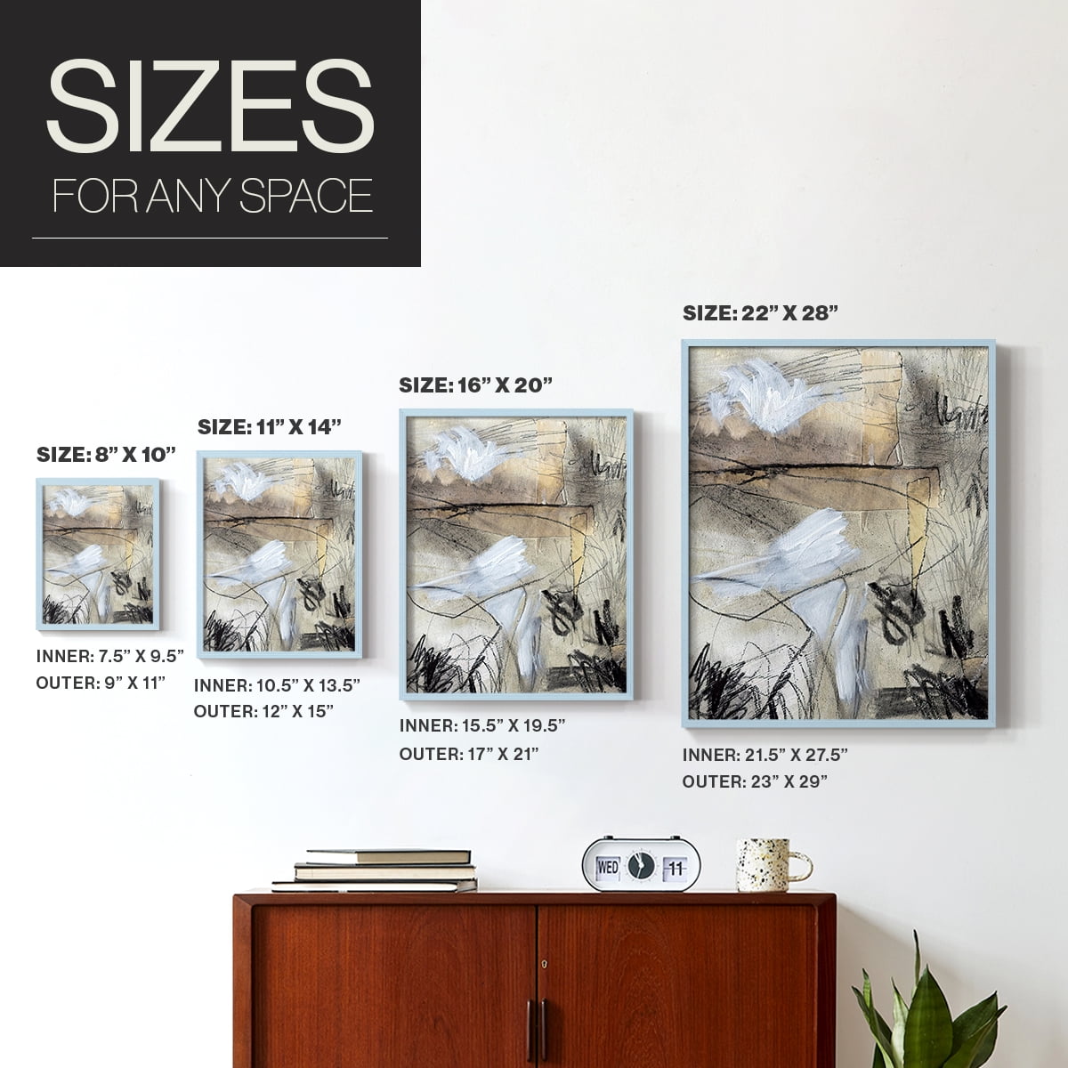 Masked Notes I Framed Print in Blue Solid Wood Framed Print No Nail Hanging