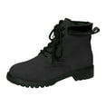 thumbnail image 3 of Chenyee Women's Combat Boots Classic Flat Low Heels Lace Up Ankle Boots Casual Suede Winter Dressy Short Booties, 3 of 8