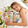 thumbnail image 5 of Easter Pillow Covers Set of 4, He is Risen Bunny Floral Eggs Farmhouse Decorations Spring Holiday Decor Throw Cushion Case for Home Couch - (17.72" x 17.72")_A, 5 of 6