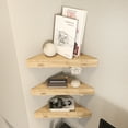 thumbnail image 4 of Edis Corner Shelf Wall Mount, Set of 3 Floating Shelves for Storage and Display, Natural Oak Finish Wood Shelves for Bedroom, Kitchen, Living Room and Office Natural Oak Finish, 4 of 7