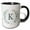 Black/White, variant on 3drose, Wreath with Monogram Initial Letter K in Green on White Background., 11oz Magic Transforming Mug