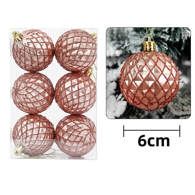 Christmas Ball Pendant, Decorative Shatterproof Christmas Tree Pendants Hanging 60mm Christmas Baubles Balls Ornaments Set Pack Of 6 Pcs