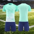 thumbnail image 2 of Odeerbi Niños Niñas Malla Rápido Seco Uniforme de Fútbol Conjunto Geométrico Gradiente Impresión Camiseta Shorts Ropa Deportiva Atlética Para 5-15 Años, 2 of 7