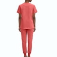thumbnail image 4 of Minjewel Women's V-Neck Short Sleeve Two-Piece Scrubs for Women Set with Pockets, Soft & Durable Medical Scrub Set for Hospital & Clinic Wear,Saffron XL, 4 of 5