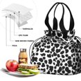 thumbnail image 4 of Cow Print Pattern Drawstring Insulated Lunch Bag for Women, Stain-Resistant Large Lunch Tote with Multi-Pockets for Work Office, 4 of 6
