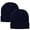 Navy & Navy, variant on Falari 2 Pcs Men Women Skull Knitted Beanie Hat Plain Solid Color for Winter Black & Kelly Green