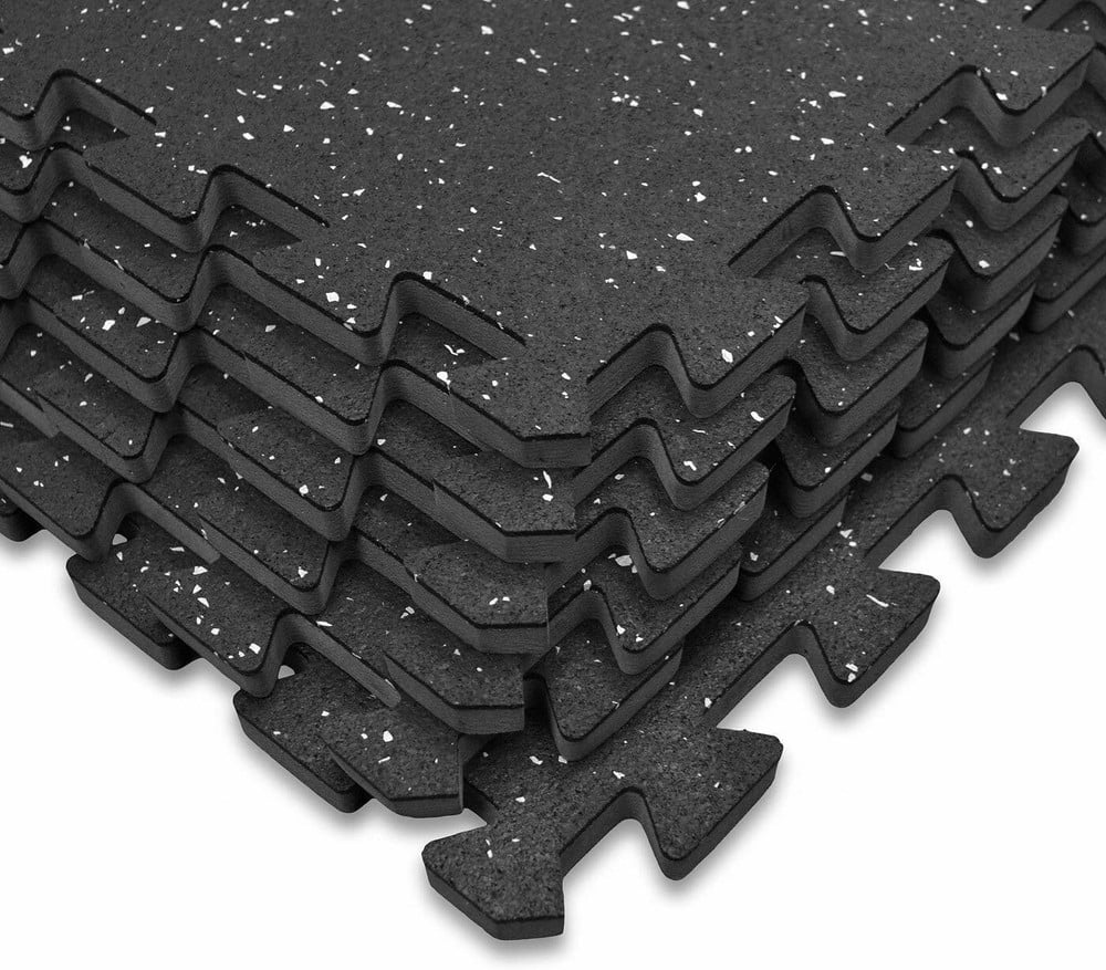 6 High Density Non-Skid Matting Floor Tiles- Interlocking EVA Foam w/ Rubber Top for Bedroom, Living Room, Office