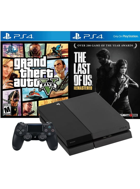 Restored PS4 500GB Console, Grand Theft Auto V and The Last of Us: Remastered (Refurbished)