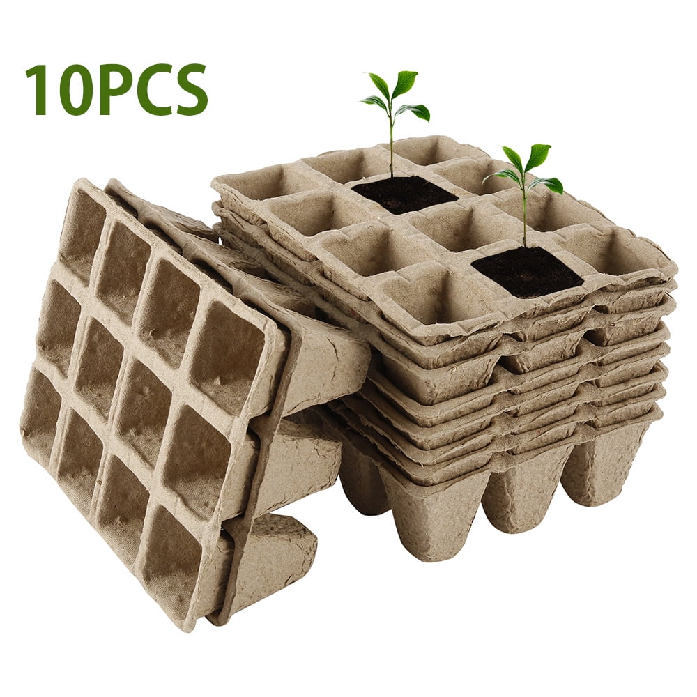 240 Cells Biodegradable Seedling Pots 24 Packs Peat Pots Seed Starter Trays 