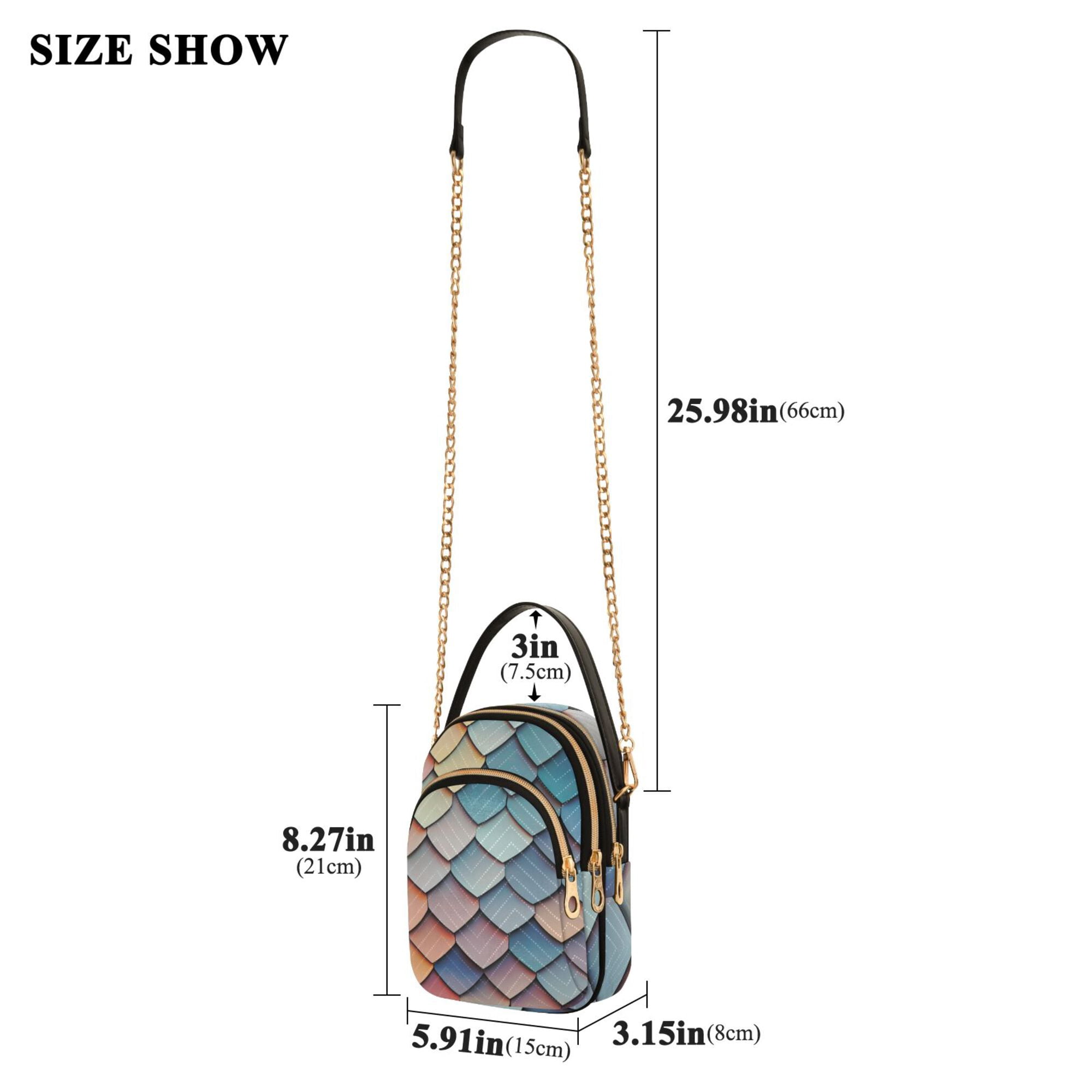 FORMRS Crossbody Bag for Women Quilted Travel Shoulder Cell Phone Purse with Chain Strap Handbag, Blue Art Pattern