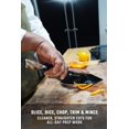 thumbnail image 3 of DALSTRONG Chef Knife - 8 inch - Valhalla Series - Ravenstone Black Blade Titanium Coated - Premium 9CR18MOV HC Steel - Resin & Wood Handle - Razor Sharp - Kitchen Cooking Chef's Knife - Leather Sheath, 3 of 8