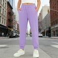 thumbnail image 2 of CPNG Children's Thin Jogger Sweatpants Straight Leg Elastic High Waist Casual Loose Cozy Sports Pants with Pocket(Purple,18-24 Months), 2 of 9