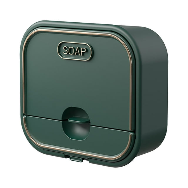 EGNMCR Porte-Savon Mural Perforé Sans Drainage pour Toilette, Support de Savon pour Lessive, Porte-Savon Rabattable avec Couvercle, Support de Savon