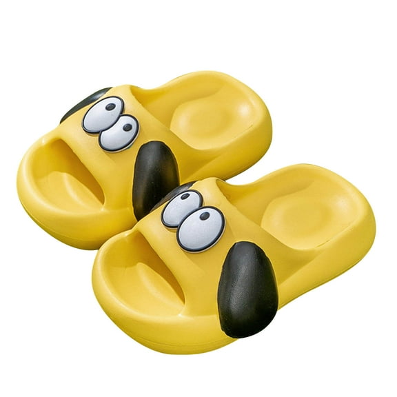 Honeeladyy Toddler Slides Sandals Summer Slip-On Sandals Shower Beach Pool Anti-slip Slippers Water Shoes for Kids Birthday Gift Yellow 3-4Years