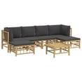 thumbnail image 3 of vidaXL 7 Piece Patio Lounge Set with Dark Gray Cushions Bamboo, 3 of 10