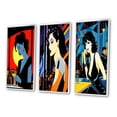 thumbnail image 3 of Designart "Nightlife Diva in Pop Art Style IV" Woman Pop Art Framed Wall Art Set Of 3 - Black Glam Frame Gallery Set For Office Decor, 3 of 6