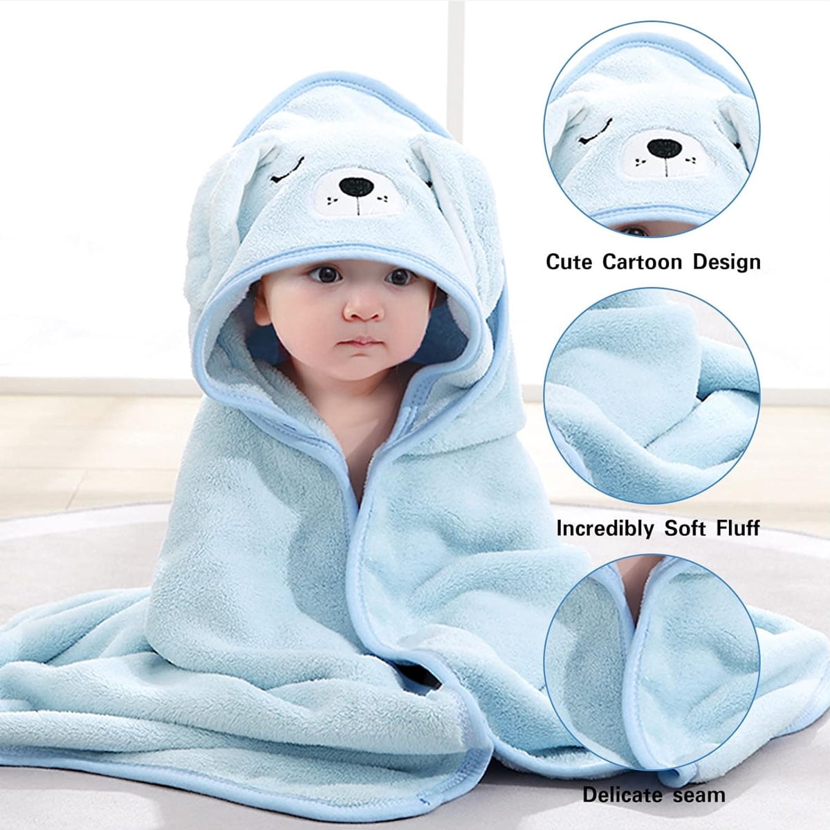 Yiliangx 2 PCS Hooded Towels Bath Towels for Kids Toddler Infant Boy and Girl Shower Gifts Cartoon Animal Absorbent Soft Washcloth 31.5 X 31.5 Inch