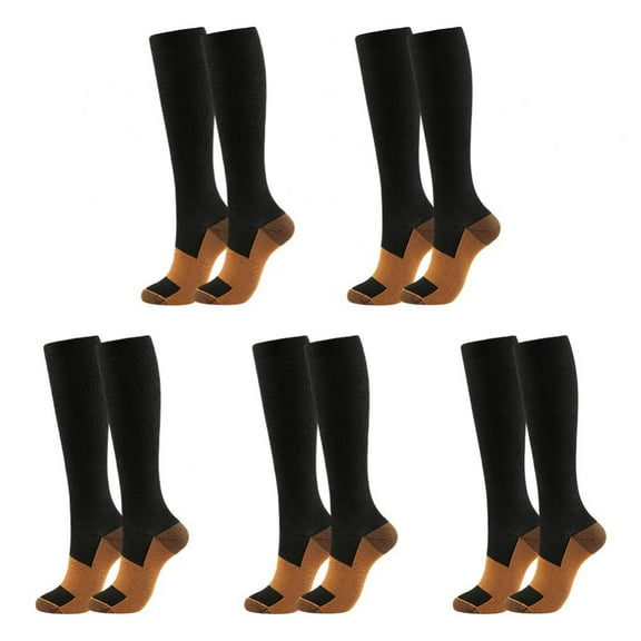 Copper Compression Socks (5 Pairs) 15-20 mmHg Circulation is Best Athletic & Daily for Men & Women, Running, Climbing