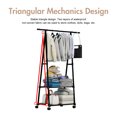 thumbnail image 4 of Triangle Rolling Coat Clothes Garment Rack, Hanging Clothing Rack Tree Hanger Portable Garment Stand Organizer with 2-Tier Shoe Storage Shelves, Black, 4 of 9
