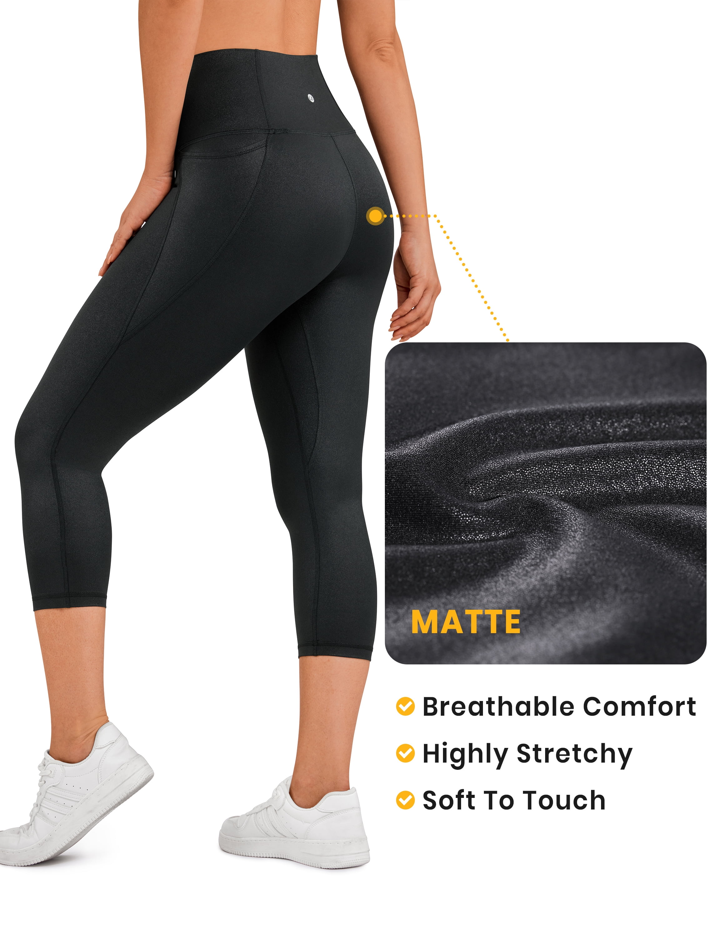 CRZ YOGA Womens Butterluxe Workout Capri Leggings with Pockets 21 Inches