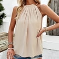 thumbnail image 2 of Mittory Women Summer Chiffon Pleated Halter Neck Tank Tops Casual Sleeveless Dressy Blouses, 2 of 7