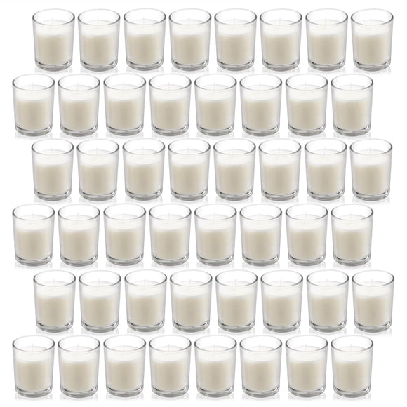 Velas votivas Housecret, blanco cálido, sin fragancia, en vidrio (paquete de 48)