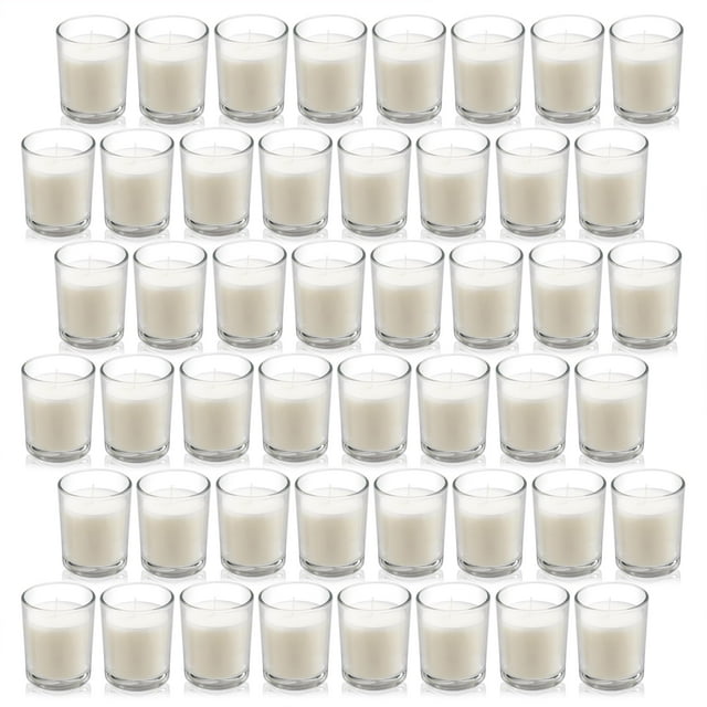 Velas votivas Housecret, blanco cálido, sin fragancia, en vidrio (paquete de 48)