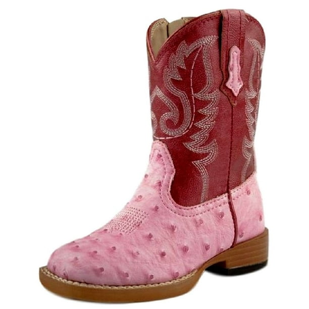 Roper Roper Western Boots Girls Faux Ostrich Infant Pink 090171900