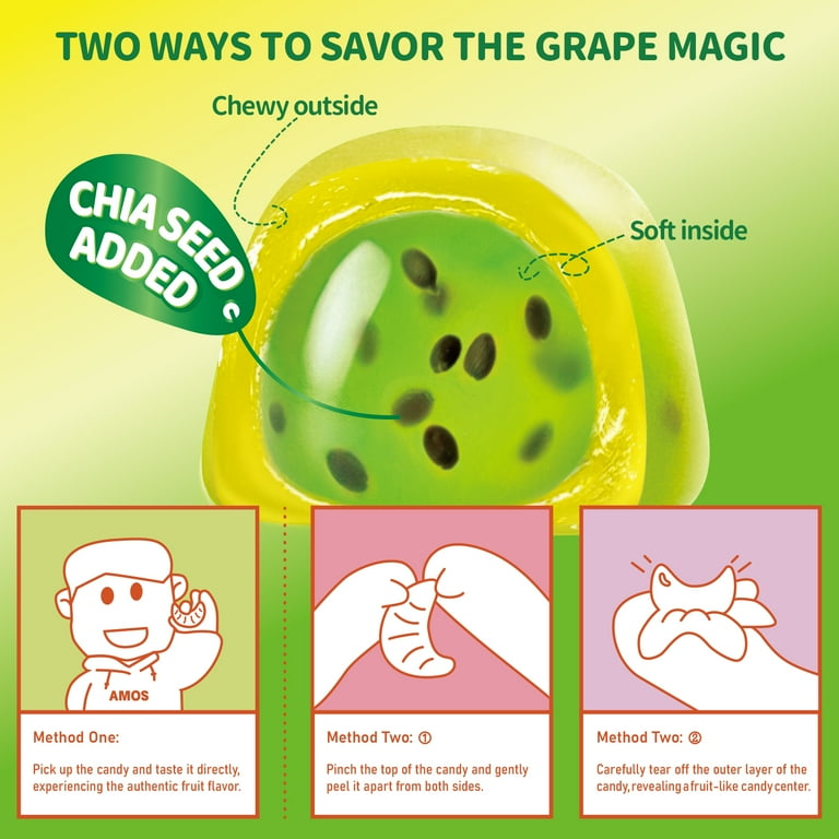 AMOS Peelable Gummy Candy, Kiwi Flavor, Made with Real Fruit Juice AMOS Peelable Gummy Candy, Kiwi Flavor, Made with Real Fruit Juice