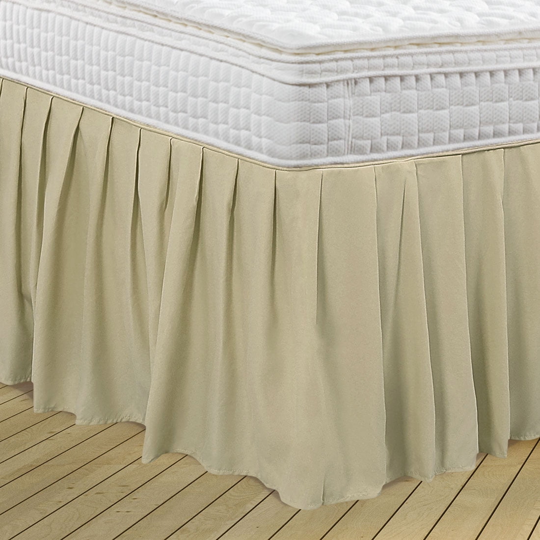 Unique Bargains Polyester Ruffled Bed Skirt with 16" Drop Full Khaki