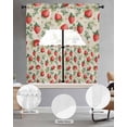 thumbnail image 2 of Red Strawberry Swag Kitchen Curtains Sets for Windows 24 Inch Length, Summer Fruits Farmhouse Leaves Floral Retro Short Window Curtain Panels Swags Valances and Tiers 3 Piece Set for Cafe/Dining Room, 2 of 5