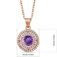 thumbnail image 2 of Gem Stone King 1.64 Ct Round Purple Amethyst 18K Rose Gold Plated Silver Pendant with Chain, 2 of 3