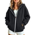 thumbnail image 2 of WQNVRNR Girls Zip up Hoodie- Baggy Casual Comfy Elastic Waist Kids Jogger Pants Black Size 12, 2 of 9