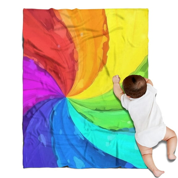 Rainbow Tie Dye Spiral Pattern Blanket,Comfortable Soft Flannel Throw Blanket,All Season,Warm Lightweight Blankets for Sofa Bed Couch Living Room Chair,30"x40"