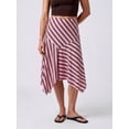 thumbnail image 4 of Womens Midi Skirt Multicolor Striped Asymmetrical Hem A-Line Casual, 4 of 7