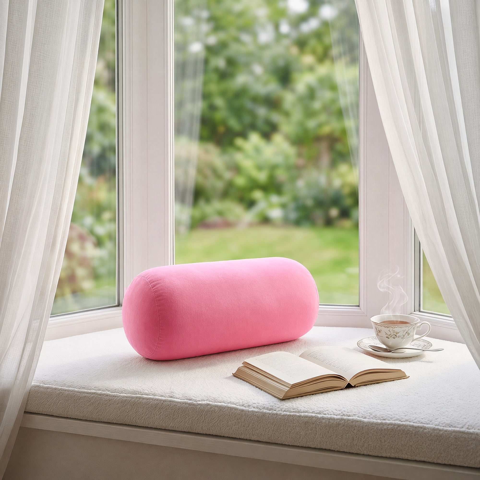 Unique Bargains Lumbar Support Pillow Foam Particle Back Support Bright Pink 11.8" x 6.3"