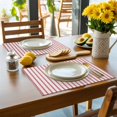 thumbnail image 3 of Placemat Red Stripes Placemats for Dining Table Red Beige Vertical Striped Washable Table Mats for Party Kitchen Dining Decoration, 3 of 7