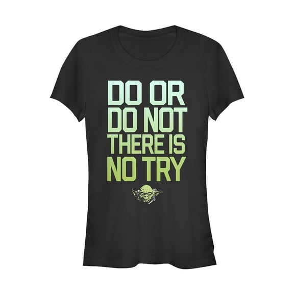 Junior's Star Wars Yoda Try Mantra  Graphic Tee Black Small