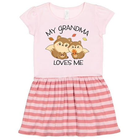 

Inktastic My Grandma Loves Me with Cute Squirrels in Autumn Gift Toddler Girl Dress