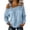 Light Blue, variant on Women Tops Cold Shoulder Buckle Strap Denim Long Sleeve Casual Shirt