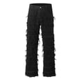thumbnail image 3 of Men Jeans Relaxed Fit Straight Leg Elastic Waist Denim Pants Vintage Comfy Lightweight Workwear Classic Jeans Trousers Black L, 3 of 9