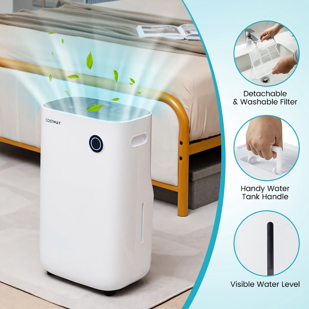 Yardi Yard 4500 Sq. Ft Dehumidifier with 5 Modes and 3-Color Indicator Light-White, Dehumidifiers for Home, Auto and Manual Drainage, Intelligent Humidity Controll for Room, Bathroom, RV