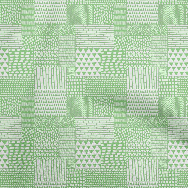 oneOone Cotton Silk Light Green Fabric Geometrical Craft Projects Decor Fabric Printed By The Yard 42 Inch Wide
