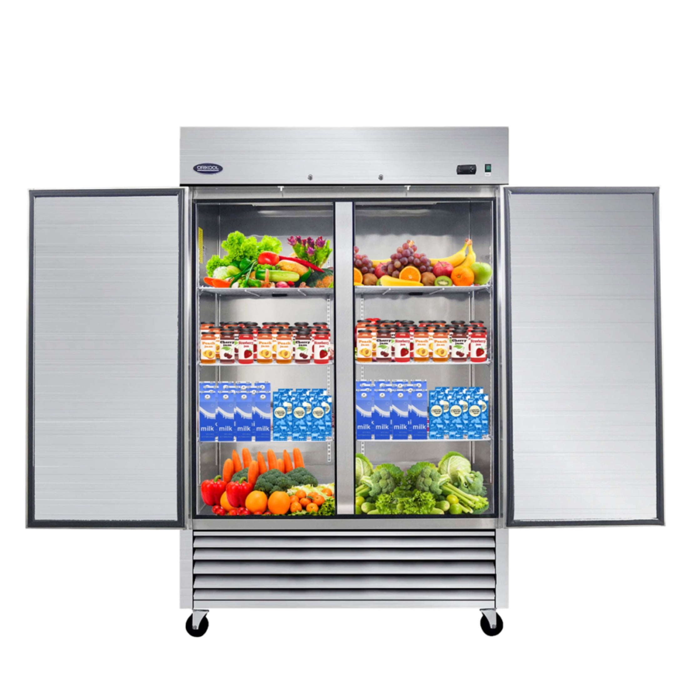 54" Commercial Refrigerator 49 Cu.ft with 2 Solid Door Reach-In Refrigerators Stainless Steel ETL Approved Upright Fridge Storage(LTL carry)