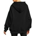 thumbnail image 6 of Htigea Womens Oversized Hoodies Thin Fleece Sweatshirts Solid Color Long Sleeve Hooded Tops Fall Winter Pullover Sweatshirt with Pocket Black S, 6 of 6