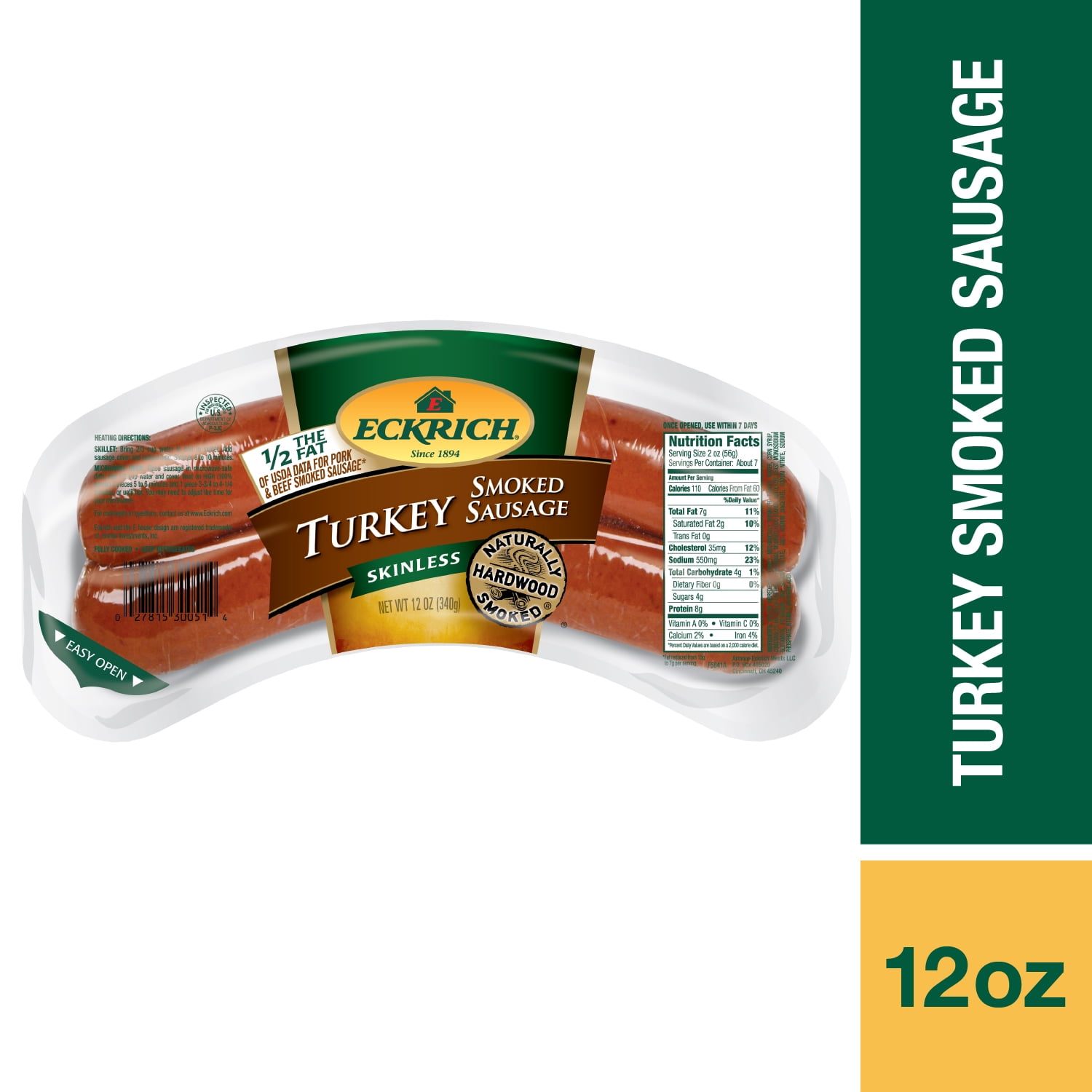 Eckrich Skinless Turkey Smoked Sausage, 13 oz