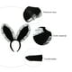 thumbnail image 5 of EeaseMX Diadema con orejas de conejo de encaje de felpa para mujer, ideal para fiestas de cosplay (negro), 5 of 7